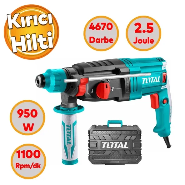 Total Tools Kirici Delici Darbeli Matkap 950 W Metal Beton Ahsap Elektropnomatik Delme Kirma Hilti