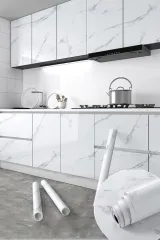 Beyaz Mermer Desenli Kaplama Kağıdı 5 Metre