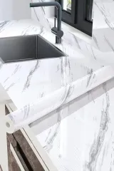 Beyaz Mermer Desenli Kaplama Kağıdı 5 Metre